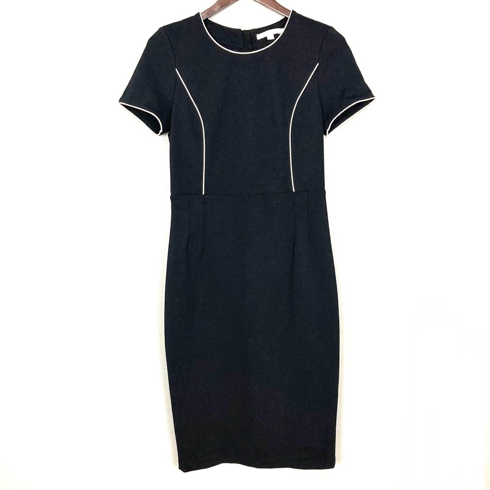 Boden Figure Skimming Ponte Knit Sheath Dress Women’s Size 8 Contrast Trim Midi